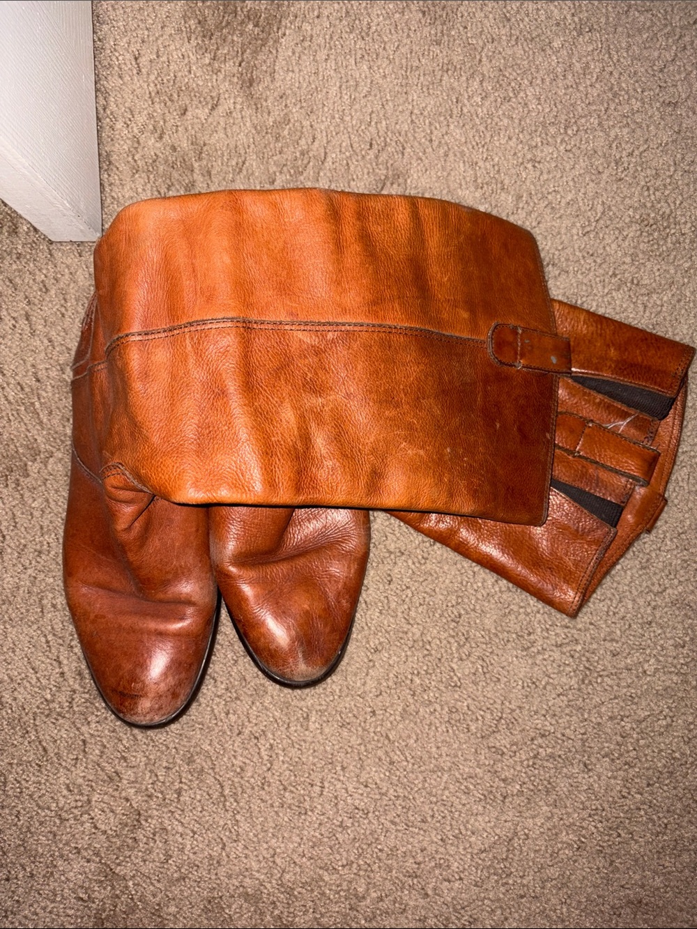 Women’s Madewell Leather Knee Boots in Cognac Brown